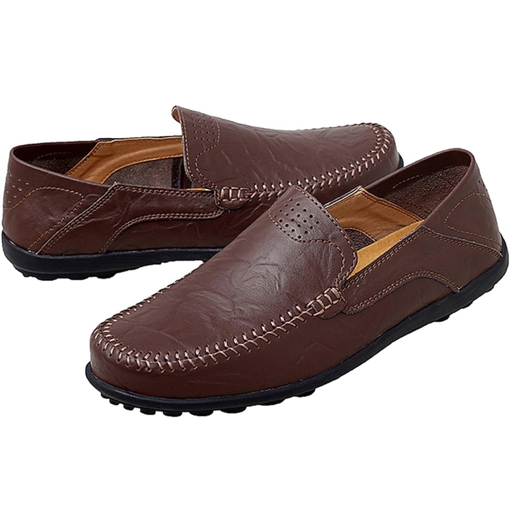 Men's Go Tour Premium Brown Leather Loafers